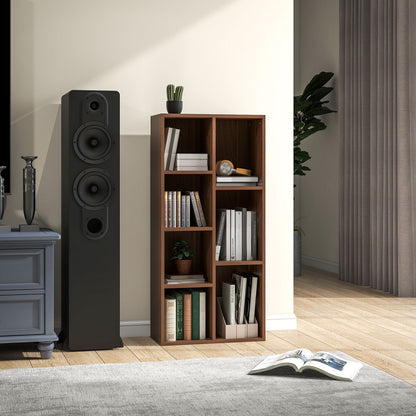 HOMCOM Seven-Cube Bookcase - Walnut Wood Effect 