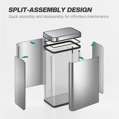 HOMCOM 60 L Sensor Can,  Sensor Bin with Soft-Close Lid, Fingerprint-Proof Stainless Steel, Silver Tone 