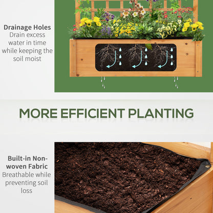 Outsunny Wooden Planter Raised Elevated Garden Bed with 2 Shelves for Vegetables Flowers 