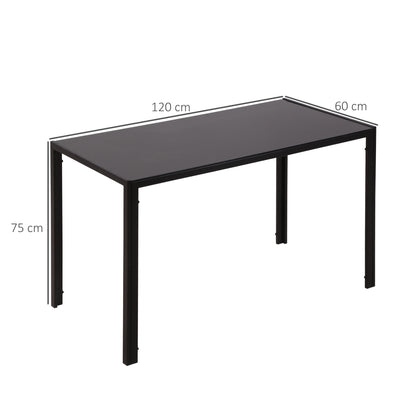 HOMCOM Modern Rectangular Dining Table for 4 People Glass Kitchen Table with Tempered Glass Top and Metal Legs for Dining Room, Living Room (Chairs Not Included) 