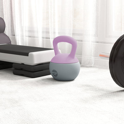 SPORTNOW 12KG Soft Kettlebell, Kettlebell with Non-Slip Handle for Home Gym, Weight Lifting, Strength Training, Purple/Grey 