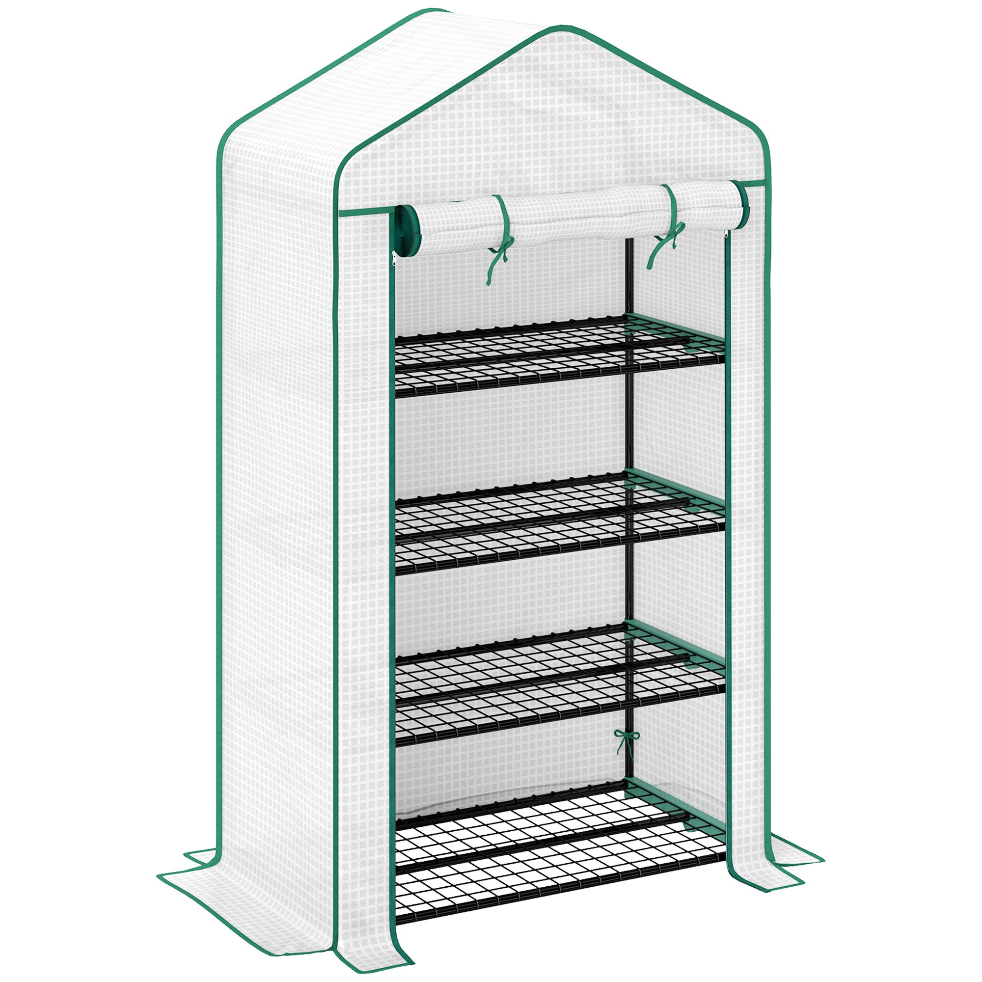 Outsunny Four-Tier Mini Greenhouse, with Reinforced Plastic Cover 