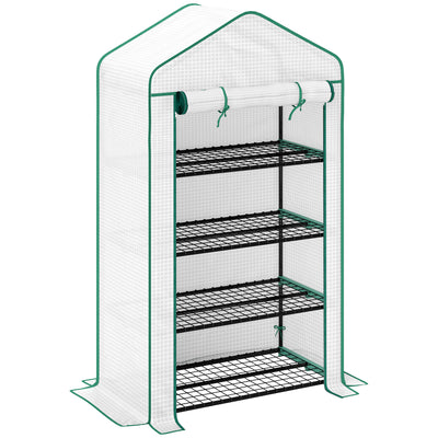 Outsunny Four-Tier Mini Greenhouse, with Reinforced Plastic Cover 
