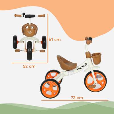 AIYAPLAY Kids Trike, Toddler Tricycle with Front Basket and EVA Wheels for Ages 2-5 Years, Indoor Outdoor for Boys Girls, Orange 