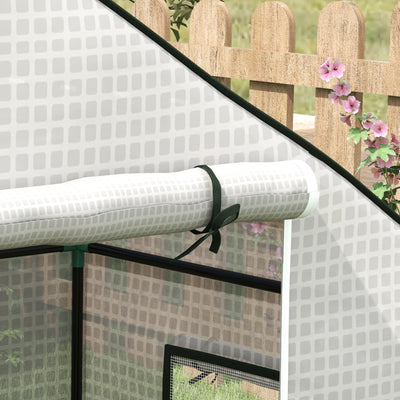 Outsunny Greenhouse Cover Replacement Walk-in PE Hot House Cover with Roll-up Door and Windows, 140 x 73 x 190cm, White 