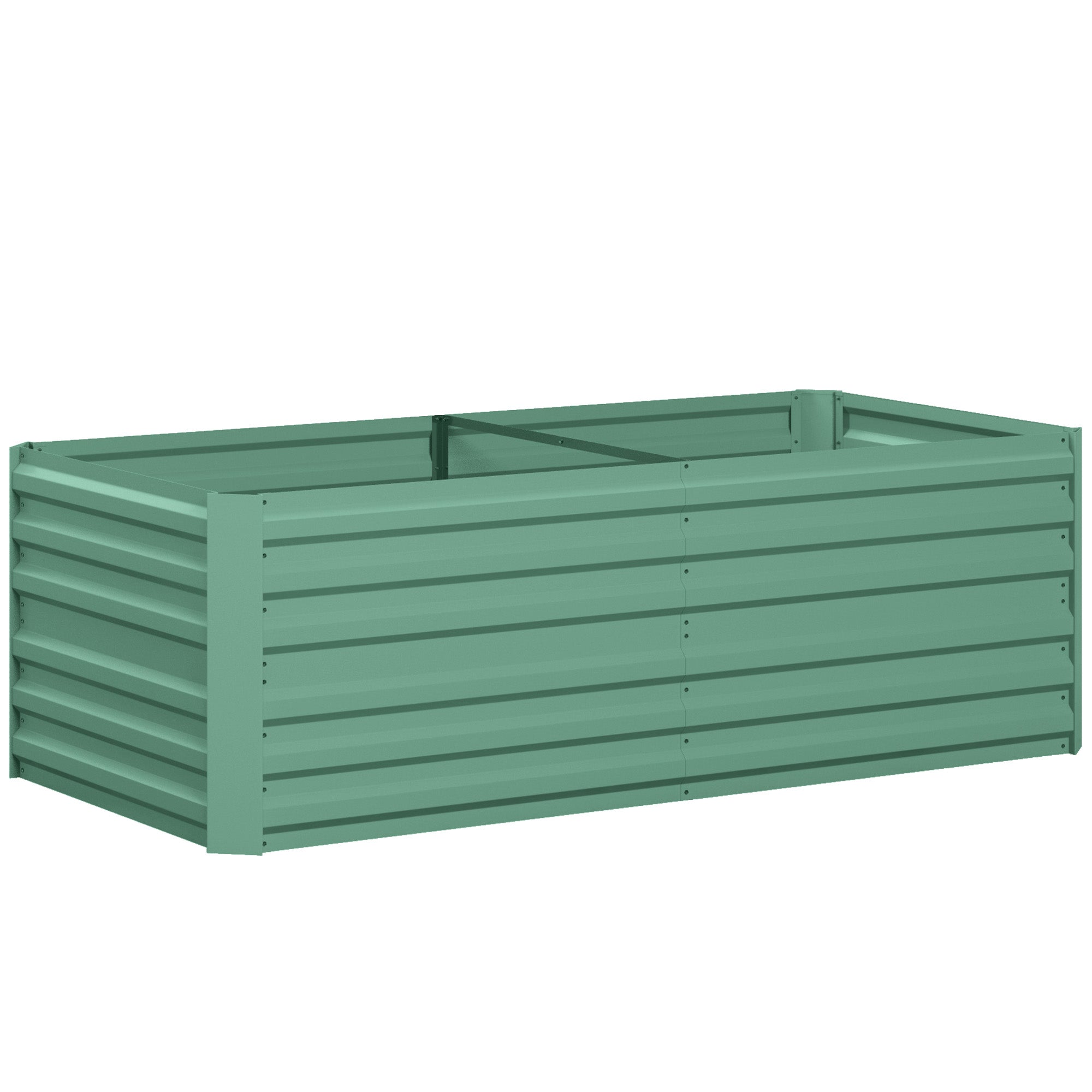 Outsunny Raised Beds for Garden, Galvanised Steel Outdoor Planters with Multi-reinforced Rods, 180 x 90 x 59 cm, Light Green 