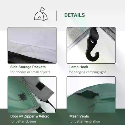 Outsunny Dome Tent for 3-4 Person Family Tent with Large Windows Waterproof Green 