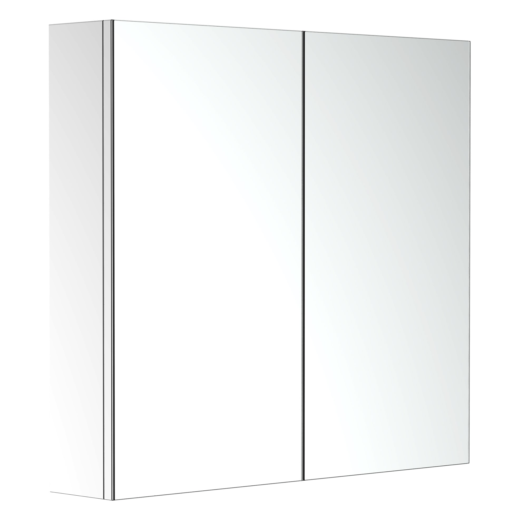 HOMCOM Bathroom Mirror Cabinet, Stainless Steel Wall Mounted  Bathroom Storage Cabinet with Double Doors, 60x55cm 