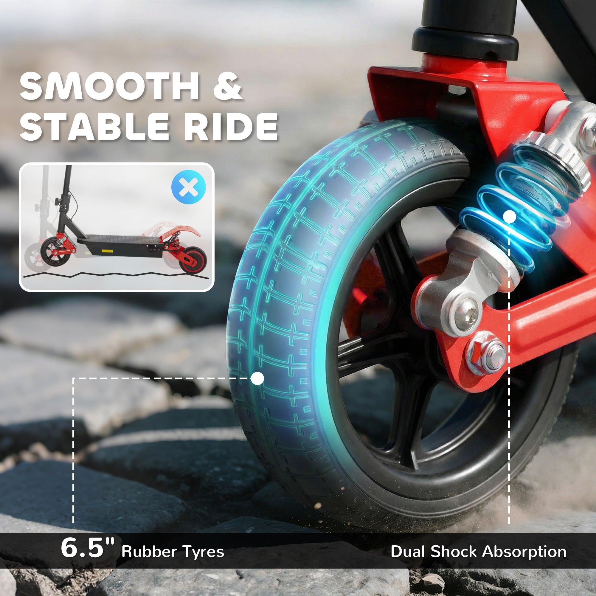 AIYAPLAY Foldable Kids Electric Scooter with LCD Display, Dual Shock Absorption, Up to 15 KM/H, Max Range 6 KM for Age 6-14, Red 