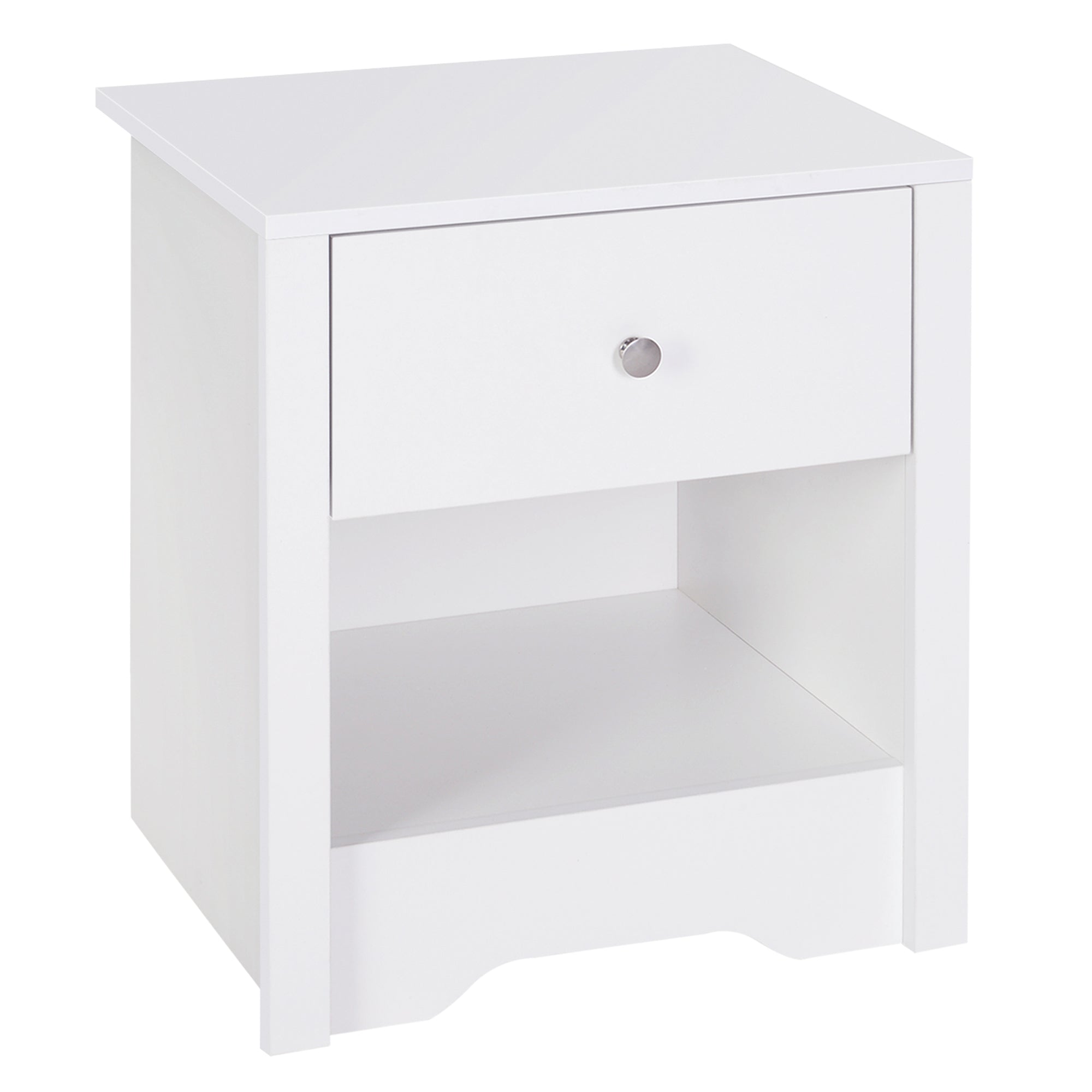 HOMCOM Modern Bedside Table, Nightstand with Drawer Shelf, End Table for Living room, Bedroom White 