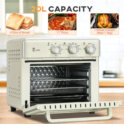HOMCOM 20L 90-230\'e2\'84\'83 Mini Electric Oven - Cream 