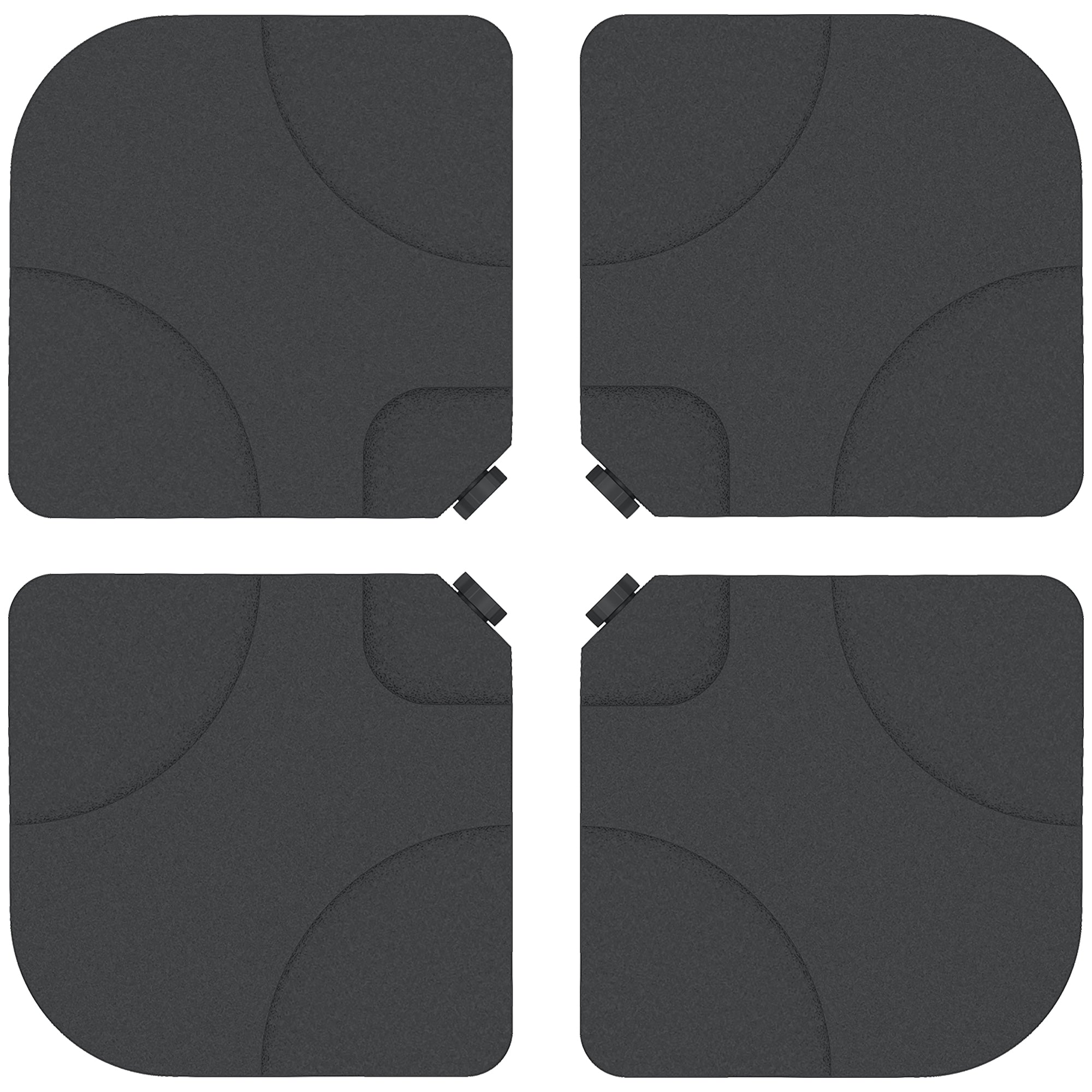 Outsunny 4 Pieces Parasol Base Stand Weights for Banana Hanging Cantilever Umbrella, Water and Sand Filled, Up to 72kg, Black 