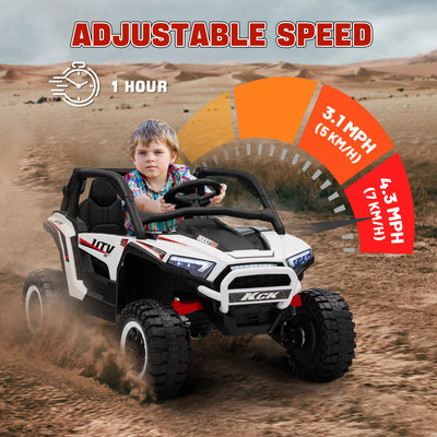 AIYAPLAY 2 Seater 24V 7AH Ride on Truck, Battery Powered Electric Ride On Car w/ Remote, Suspension, 3 Speeds - White 