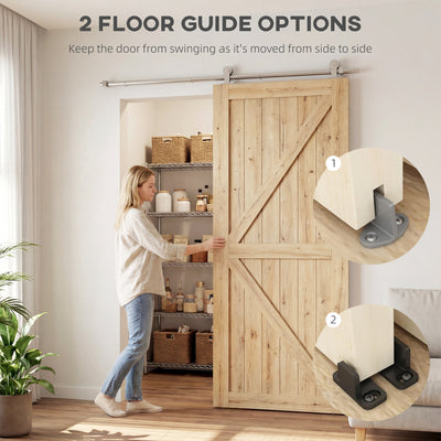 HOMCOM Sliding Door Hardware Kit Smooth Quiet 304 Stainless Steel for 180cm Track Sliver Tone 
