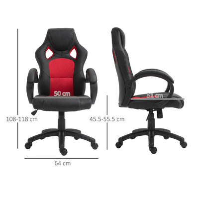 Vinsetto High-Back Office Chair Faux Leather Swivel Computer Desk Chair for Home Office with Wheels Armrests Black 