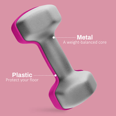 SPORTNOW 2 x 3kg Hexagonal Dumbbells Weights Set with Non-Slip Grip for Home Gym Workout, Pink 