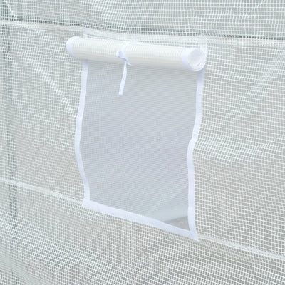 Outsunny 3.5 x 2 x 2 m Polytunnel Greenhouse, Walk-in Green House for Garden with Mesh Windows, Galvanised Steel Frame, White 
