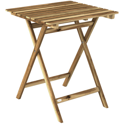 Outsunny Outdoor Coffee Table Foldable Wooden Garden Table for Patio Balcony Natural Wood 