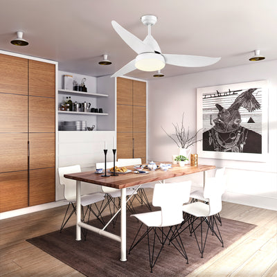 HOMCOM Reversible Ceiling Fan with Light, 3 Blades Indoor Modern Mount White LED Lighting Fan with Remote Controller, for Bedroom, Living Room, White 