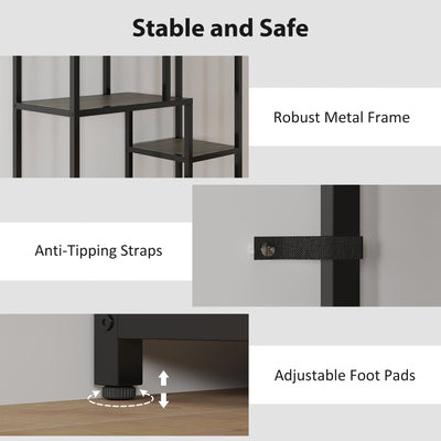 HOMCOM Seven-Tier Geometric Bookcase - Grey/Black