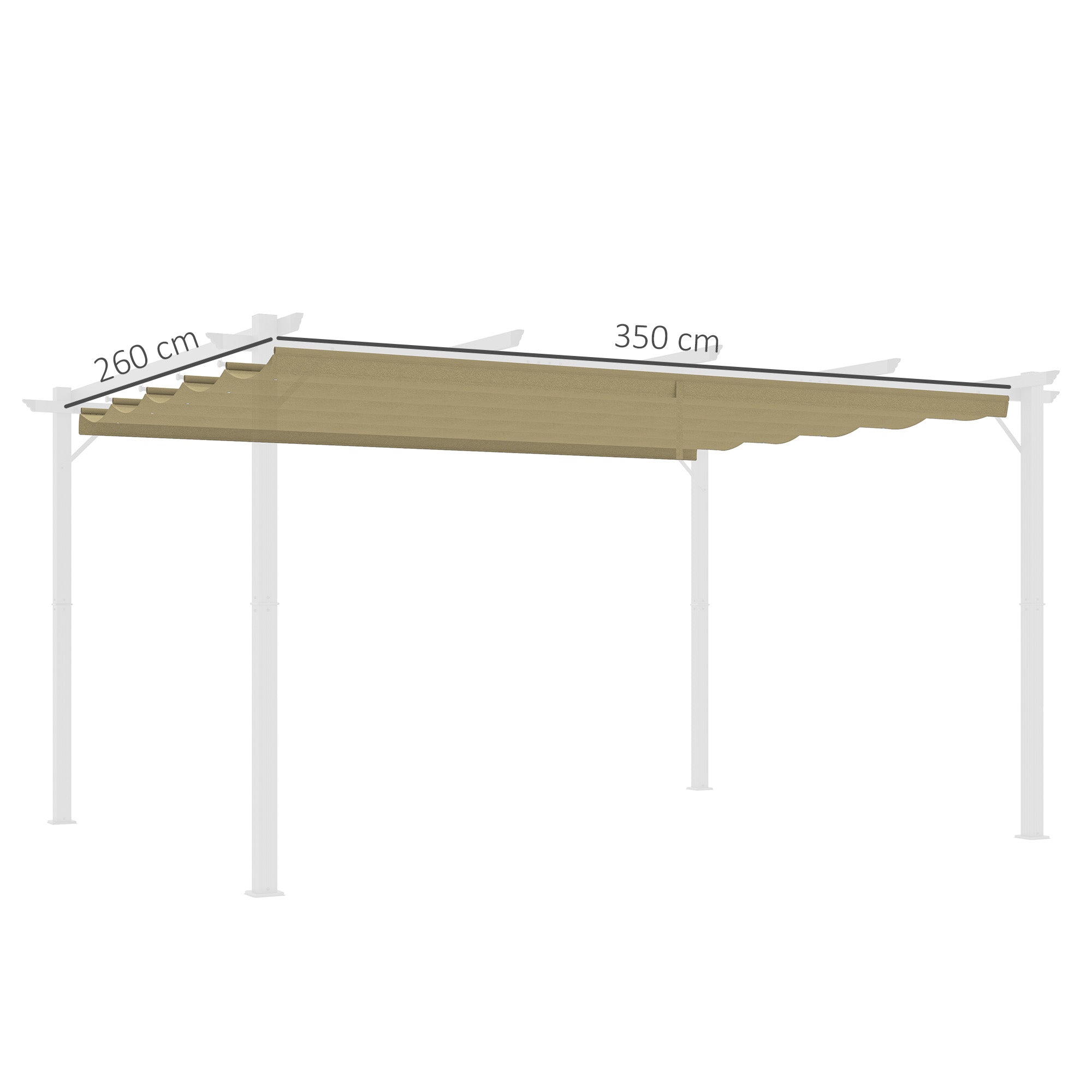 Outsunny Retractable Pergola Shade Cover, Replacement Canopy for 4 x 3 (m) Pergola, Retractable Roof, Tan 
