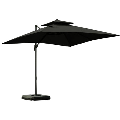Outsunny Cantilever Parasol 360 Degree Rotation Angle Adjustment Outdoor Market Garden Umbrella - Dark Grey 