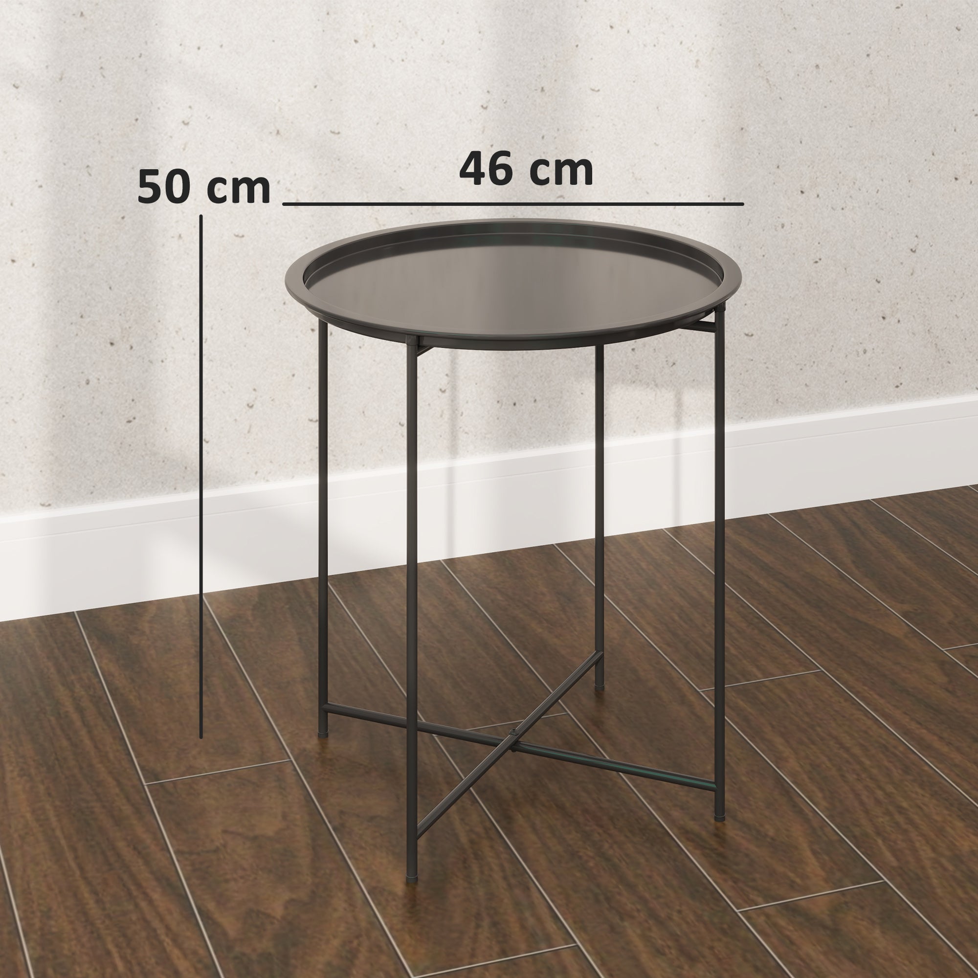 Outsunny Steel Removable Tray Top Garden Table - Black 