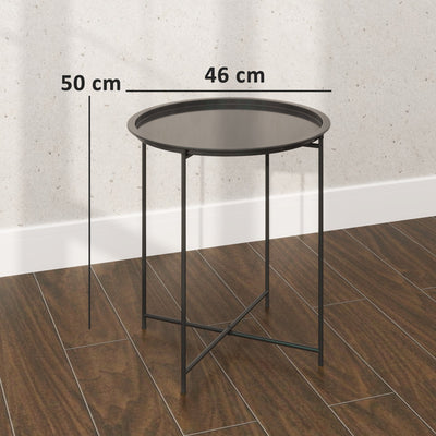 Outsunny Steel Removable Tray Top Garden Table - Black 
