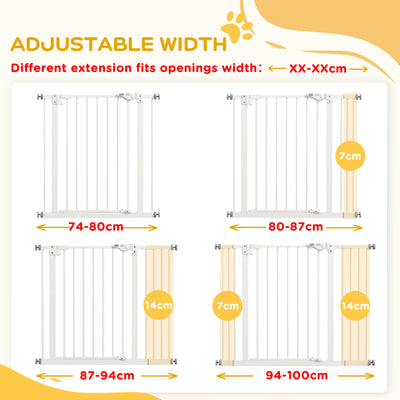 PawHut Metal 74-100cm Wide Adjustable Dog Gate Black 
