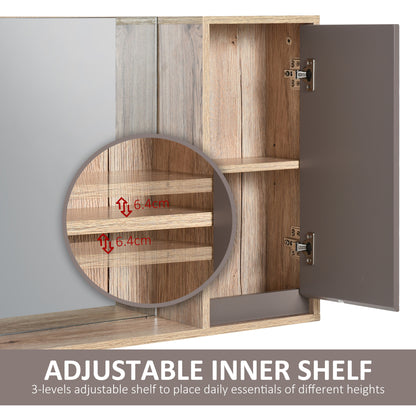 HOMCOM Bathroom Mirror Cabinet, Wall-Mounted Bathroom Cabinet with Mirror and Adjustable Inner Shelf,  57L x 14.2W x49.2H cm 