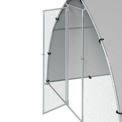 PawHut Galvanised Outdoor Chicken Coop with Cover, for 4-6 Chickens, Hens, Ducks, Rabbits, 3 x 1.9 x 2.2m - Silver Tone 