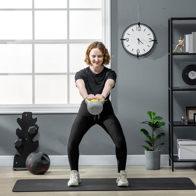 SPORTNOW Kettlebell, 4kg Kettle Bells with Handle for Home Gym Weight Lifting and Strength Training, Yellow and Grey 