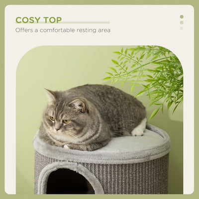 PawHut Cat Climbing Frame, Covered with Sisal, Cosy Platform - Light Grey 