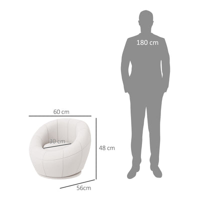 HOMCOM Modern Accent Chair, Swivel Upholstered Armchair for Living Room, Bedroom, Home Office, White 