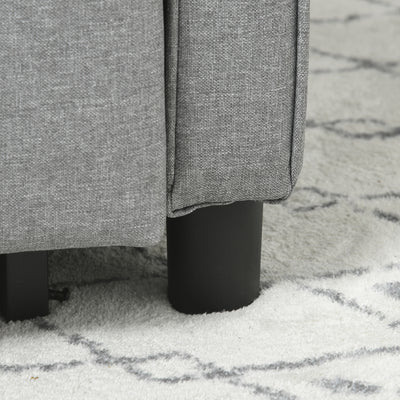 HOMCOM Linen-Look Single Chair Bed - Light Grey 