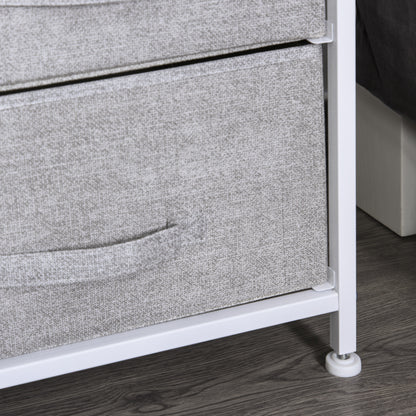 HOMCOM 5 Drawer Linen Basket Storage Unit Home Organisation w/ Shelf Handles Metal Frame Adjustable Feet Hallway Home Dresser Grey 