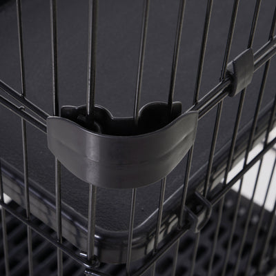PawHut Four-Tier Small Animal Cage, for Bunnies, Ferrets, Chinchillas w/ Wheels, Tray - Black 