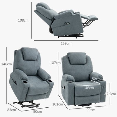 HOMCOM Lift-And-Recline Massage Armchair, with Heat - Grey 