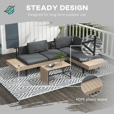 Outsunny Three-Piece 'L' Garden Sofa Set - Grey 