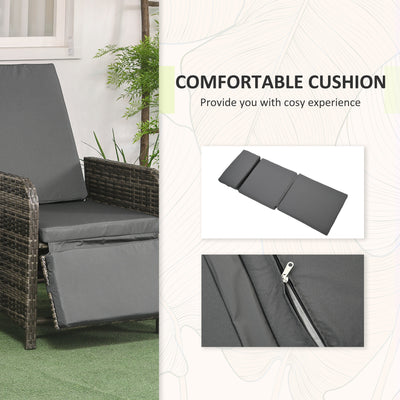 Outsunny 3 Pieces Rattan Bistro Set Balcony Furniture with Cushions, Storage Function - Mix-Grey 