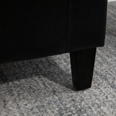 HOMCOM PU Leather Storage Ottoman Bench Storage Chest Tufted Ottoman Cube w/ Flipping Top 92L x 40W x 40H cm Black 