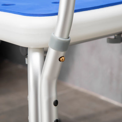 HOMCOM EVA Padded Shower Chair for the Elderly and Disabled, Height Adjustable Shower Stool with Back and Arms, 4 Suction Foot Pads, Blue 