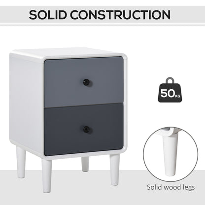 HOMCOM Modern Side Cabinet Nightstand Home Organizer with 2 Storage Drawer Unit for Bedroom, Living Room 