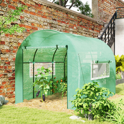 Outsunny 300 x 200cm Walk-In Polytunnel Greenhouse - Green 