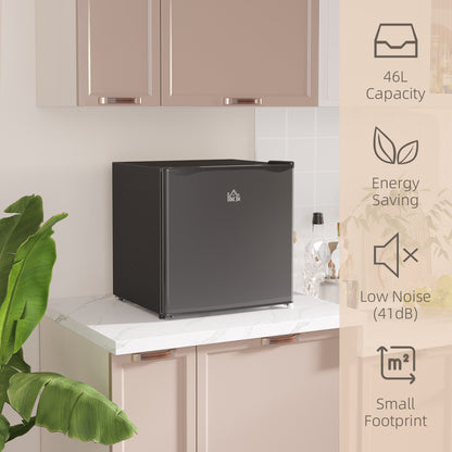 HOMCOM 46 Litre Table Top Mini Fridge, Small Fridge with Ice Box, Reversible Door, Adjustable Temperature and Legs for Bedrooms, Home Office, Black
