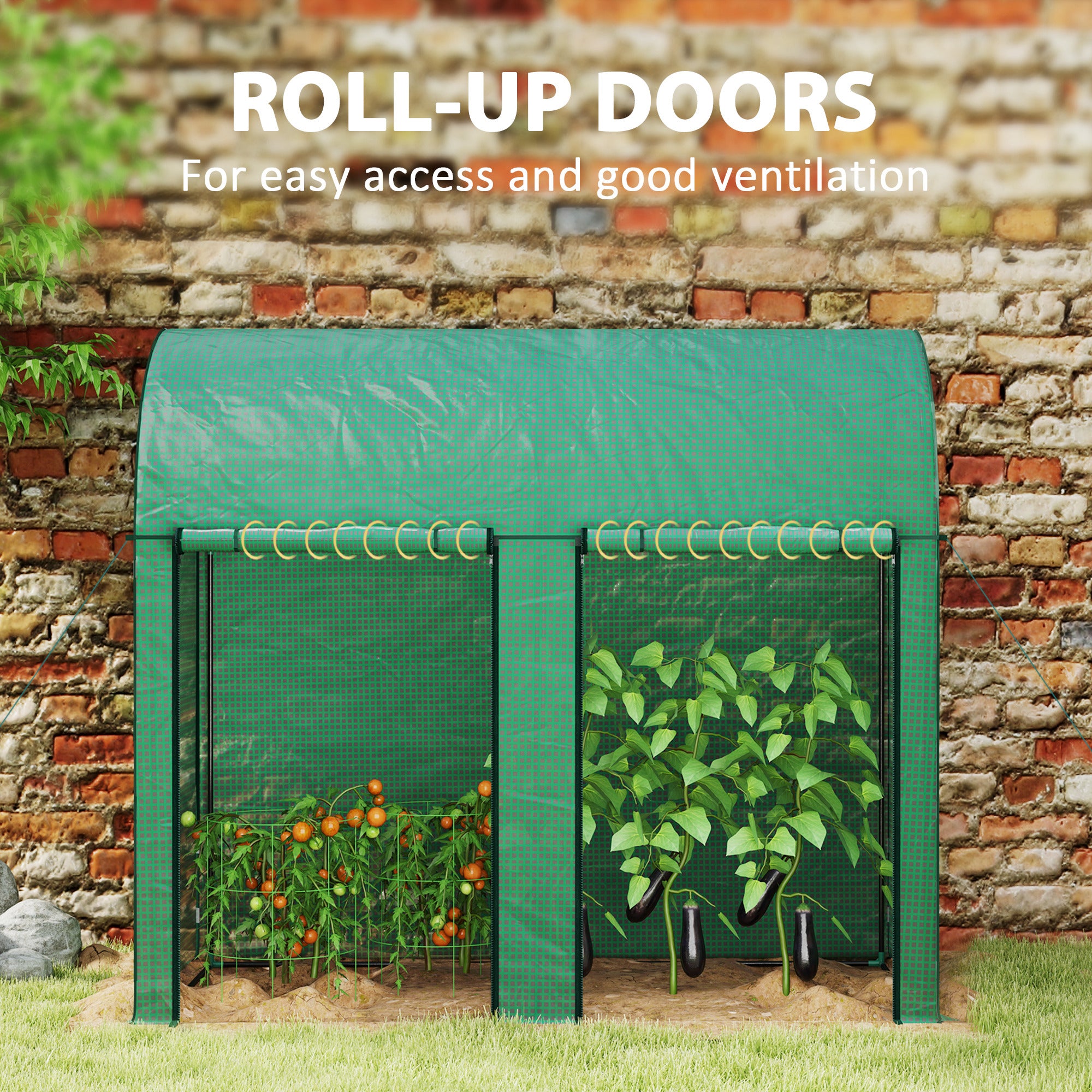 Outsunny 200 x 100cm Walk-In Greenhouse, with Zipped Doors - Green 