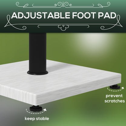 Outsunny 12kg Garden Parasol Base with Adjustable Foot Pad and Knob, Concrete Umbrella Stand with Wood Effect, Rectangular Parasol Holder for 38mm and 48mm Poles, White