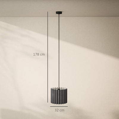 HOMCOM Linen Pendant Light, Modern Wave Ceiling Light Shade, E27 Lampshade for Living Room, Bedroom, Kitchen, Hallway, Black 