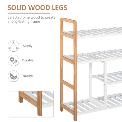 HOMCOM 4 Tier Shoe Racks Storage Stand Shelf Organizer Wood Frame 78 x 68 x 26 cm Hallway Furniture 
