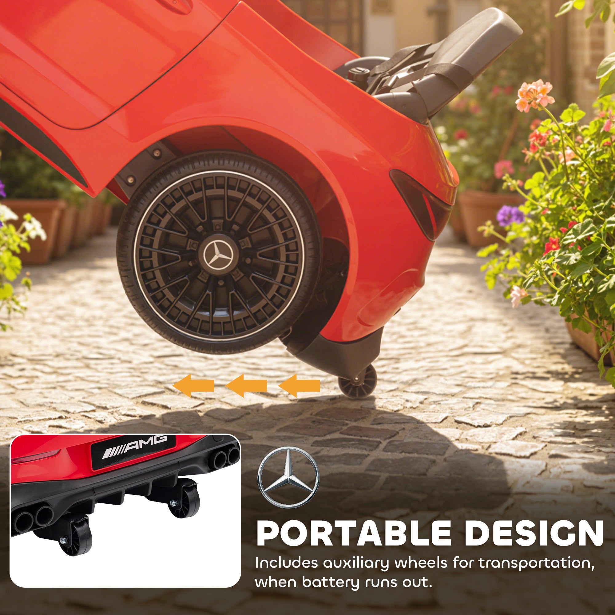 AIYAPLAY Licensed Mercedes AMG Kids Electric Car, 12V Ride On Car with Dual Motors, Remote Control for 3-6 Years, Red 